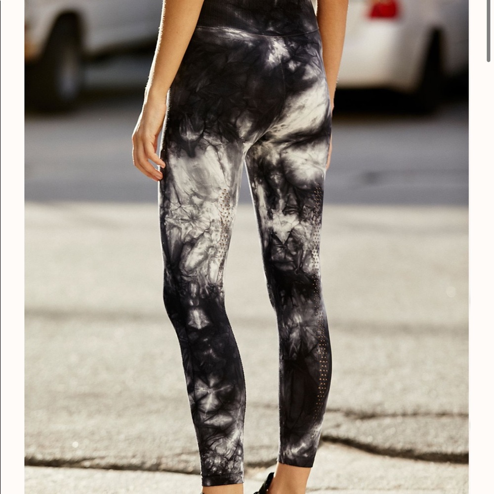 Free People Black and White Tie-Dye Leggings